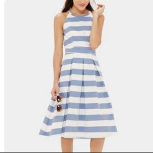 The Limited Striped Pleated Midi dress